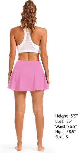 Vista 5 de Stelle Faldas de tenis y golf para mujer, cintura alta con bolsillos, pantalones cortos interiores para atletismo, deportes, correr, pickleball