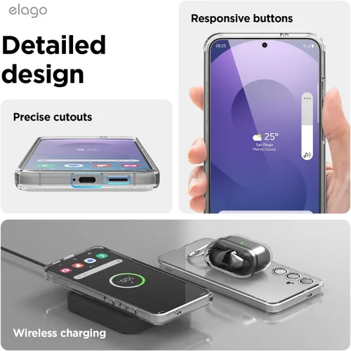 Vista 6 de elago Funda híbrida diseñada para Samsung Galaxy S25 de 6.2 pulgadas, funda protectora con tecnología PC/TPU, recortes precisos de cámara, diseño