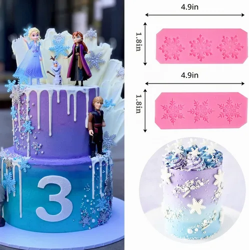 Vista 5 de Rainmae 6 moldes de silicona para pastel de copo de nieve de Navidad, copos de nieve 3D, herramientas de decoración de cupcakes de invierno