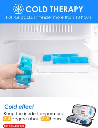 Vista 2 de YOUSHARES Bolsas de hielo para enfriador de insulina - Paquete frío de medicina aprobada por la TSA para viajes aéreos, paquetes de mini congelador