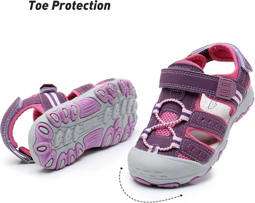 Vista 3 de Ahannie Sandalias deportivas para niños y niñas, sandalias de playa con punta cerrada, zapatos de verano para niños pequeños
