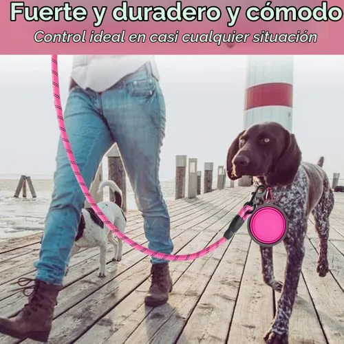 Vista 3 de COOYOO - Conjunto de 2 correas para perro de 5 pies, de alta resistencia, cómodo mango acolchado, correa reflectante para perros medianos y grandes