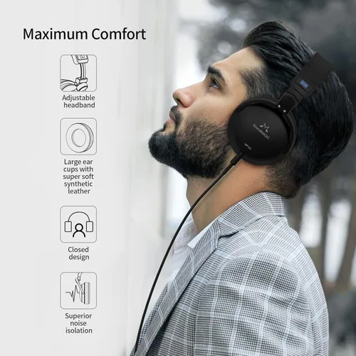 Vista 6 de SoundMAGIC HP151 - Auriculares con cable para monitoreo y grabación, auriculares estéreo de alta fidelidad cerrados para audiófilos, funcionan