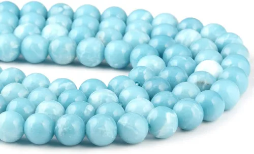 Vista 8 de Cuentas de larimar 100% naturales redondas de piedra suelta para hacer joyas, collar, regalo, 0.157 in