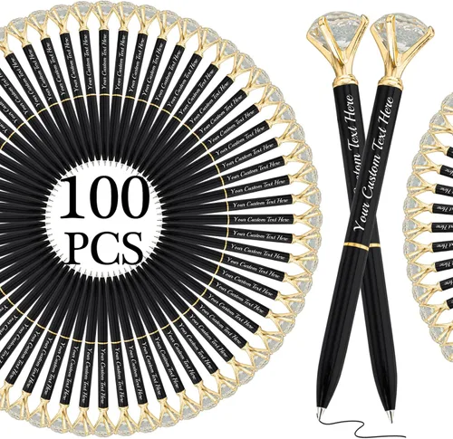 Vista 55 de Bolígrafos de diamante con cristal personalizado con nombre grabado a granel, bolígrafos de metal personalizados, bolígrafos de tinta negra, regalo