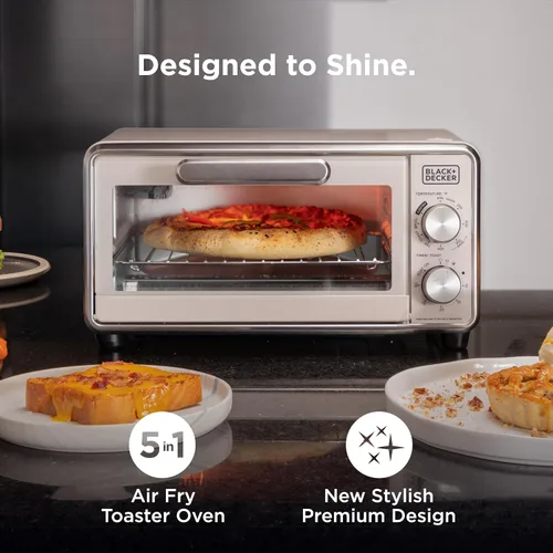 Vista 7 de BLACK+DECKER Crisp N Bake™ PRO - Horno tostador digital de 4 rebanadas, 5 funciones de cocción, horno de encimera de convección, se adapta a pizza