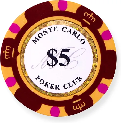 Vista 10 de MRC 50pcs Monte Carlo Poker Club 3-Tone Clay Composite 0.49 oz Heavy Poker Chips