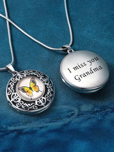 Vista 3 de Farfume Collar personalizado con 2 imágenes, hermoso colgante para mujereshombres