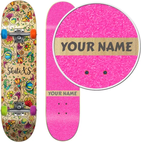 Vista 7 de Patineta de calle con flores para principiantes de SkateXS