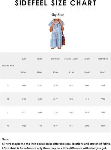 Vista 6 de Sidefeel Vestidos de mezclilla de manga corta con bolsillos deshilachados para mujer