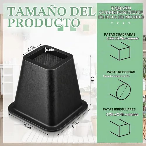 Vista 2 de Novabright Paquete de 4 elevadores de cama para dormitorio universitario de 6 pulgadas, extensores de cama de plástico extra resistentes, apilables