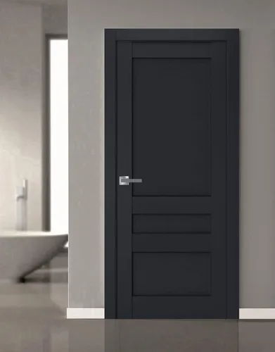 Vista 2 de Interior sólido francés 18 x 84 pulgadas Veregio 7411 Antracite Marco de panel individual regular manija Baño dormitorio puertas resistentes