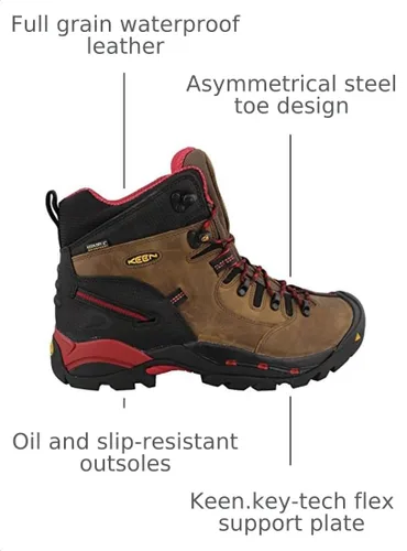 Vista 3 de KEEN Utility Pittsburgh - Botas de trabajo impermeables con punta de acero para hombre de 6 pulgadas Bison