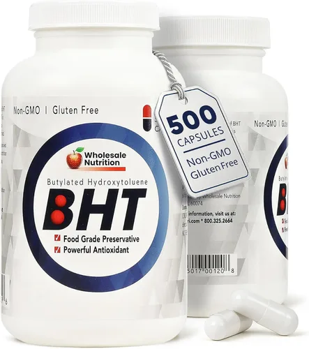 Vista 8 de Wholesale Nutrition BHT - 250 mg Potente antioxidante - Sin OMG, sin gluten - Mejora la conservación de aceite/grasa - Hidroxitolueno butilado puro