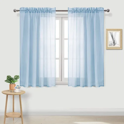 Vista 119 de DWCN Cortinas Transparentes Aqua de Voile Semitransparente con Bolsillo para Barra para Dormitorio y Sala de Estar, 36 x 36 pulgadas de Largo, Juego