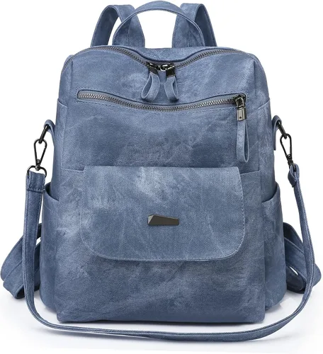 Vista 12 de Mochila para mujer, mochila de piel sintética, mochila antirrobo, mochila antirrobo de viaje, multiusos, ligera, impermeable, convertible, bolsa