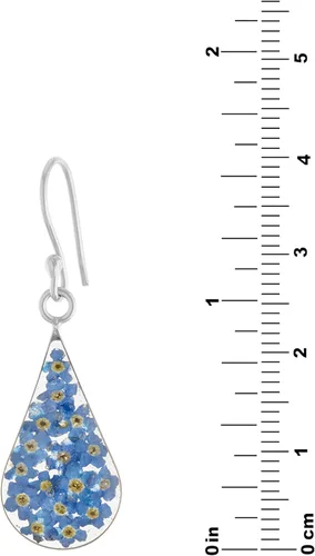 Vista 33 de Amazon Essentials Pendientes de plata de ley con forma de lágrima de flor prensada (anteriormente Amazon Collection)