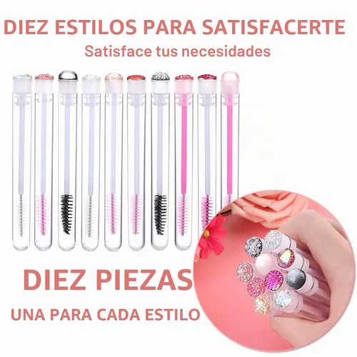Vista 2 de Dming - Cepillo para pestañas, herramienta de maquillaje, suministros para extensiones de pestañas, cepillo de limpieza, rímel con diamante, 50