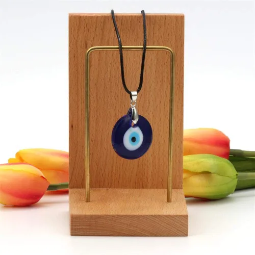 Vista 3 de Evil Eye Necklace Turkish Blue Glass Evil Eye Pendant Necklaces Hamsa Hand Leather Rope Chain Necklace for Women Men Girls Lucky Protection Jewelry