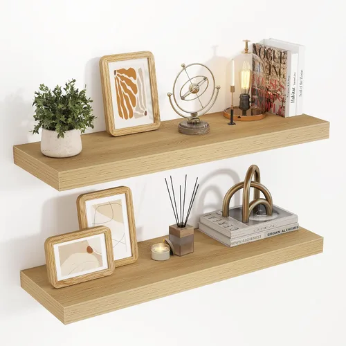 Vista 36 de Acovy Estantes flotantes de 16 pulgadas, estantes flotantes de 16 x 9.25 x 1.5 pulgadas de profundidad para pared, estantes de madera para baño