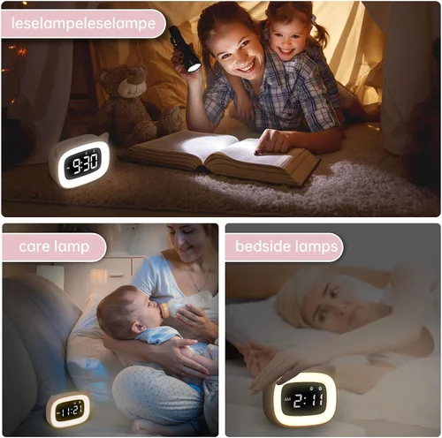 Vista 7 de Reloj despertador de gato rosa con luz nocturna para niños Small Alarm Clock, OK to Wake, Toddlers Clock, Birthday Gift for Boy Girls Children