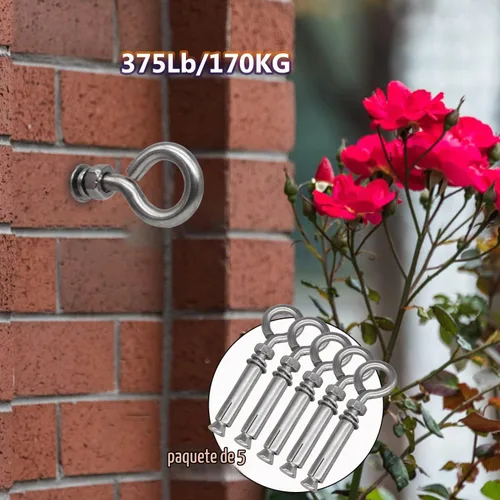 Vista 3 de 5/16" X 4-3/16" Tornillos de expansión para pared de hormigón con ojo de anclaje, tornillos de ojo de acero inoxidable 304 de servicio pesado