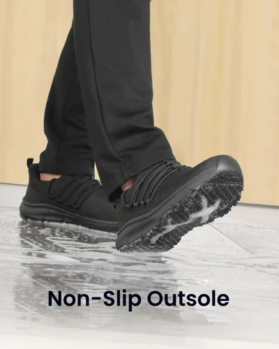 Vista 2 de VikoViren Zapatos de trabajo antideslizantes para hombre, para restaurante o servicio de alimentos, transpirables, ligeros, resistentes al agua