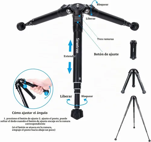 Vista 2 de Smatree Trípode extensible, trípode de viaje de escritorio de altura