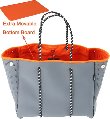 Vista 3 de QOGiR Bolsa de playa multiusos de neopreno con bolsillo interior con cierre de cremallera