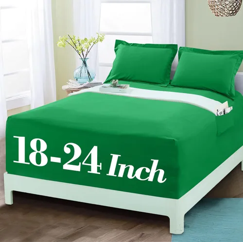 Vista 24 de Mocassi - Sábanas ajustadas de tamaño Twin con bolsillo profundo y efecto refrescante de hasta 16 pulgadas - Sábanas de lujo tipo hotel de 1800