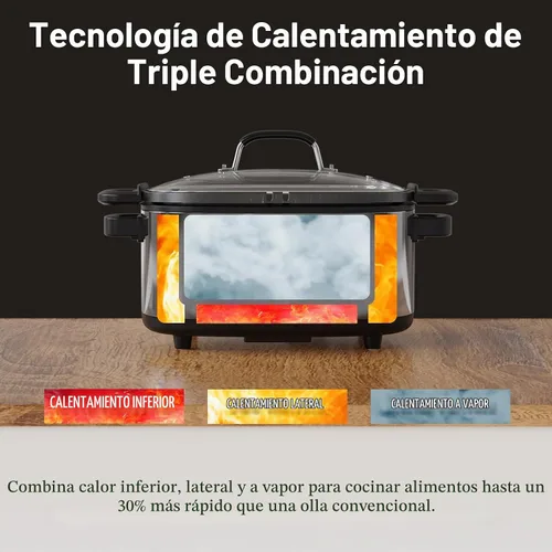 Vista 8 de Anfilank Olla de cocción lenta programable 10 en 1 con temporizador, olla de cocción lenta de 6.8 cuartos de galón, preajustes para cocinar al