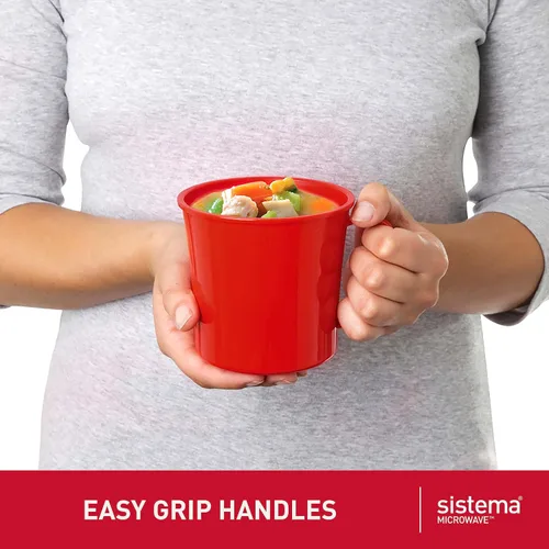 Vista 4 de Sistema Taza de sopa para microondas 25.4 onzas líquidas Recipiente de alimentos para microondas con ventilación de liberación de vapor Sin