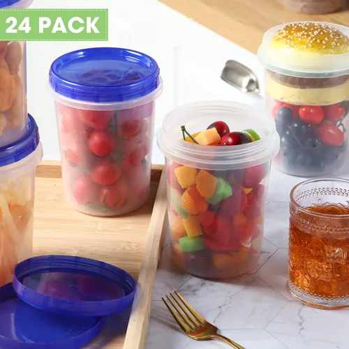 Vista 10 de 24 recipientes de almacenamiento de alimentos de 32 onzas con tapas giratorias superiores, recipientes de plástico reutilizables para alimentos