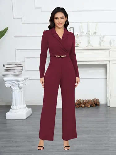 Vista 113 de DeftSharp Overol largo y elegante para mujer, sexy, para cóctel, fiesta, club, casual, para trabajo