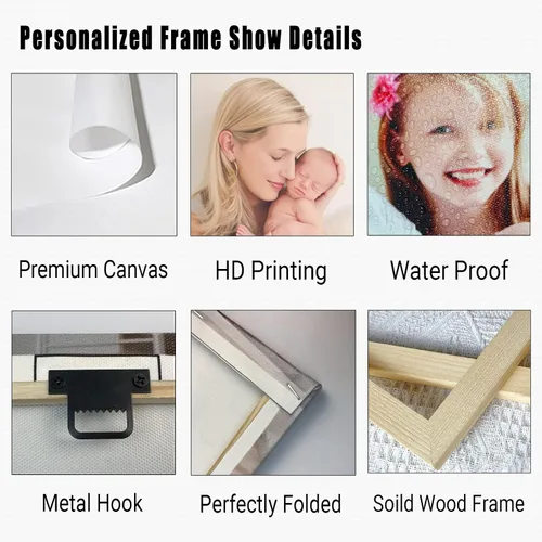 Vista 6 de LZIMU Regalos personalizados para el Día del Padre, lienzo impreso con tus fotos, lienzo personalizado para pared, regalos únicos de cumpleaños