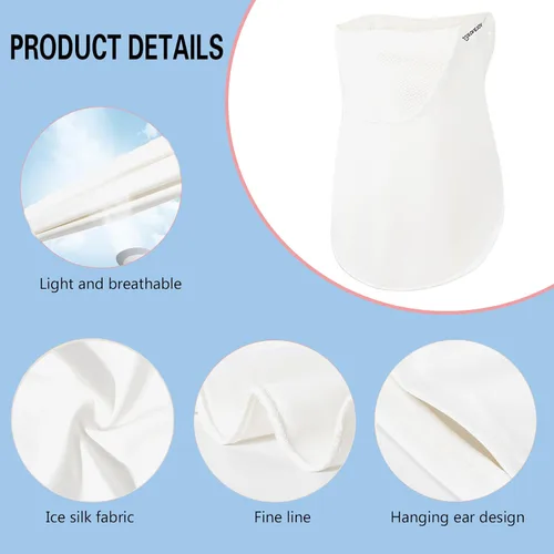 Vista 3 de PROUDDEMON Máscara facial UV UPF 50+ para mujeres y hombres – Polaina de protección solar de cara completa de seda de hielo, velo refrescante