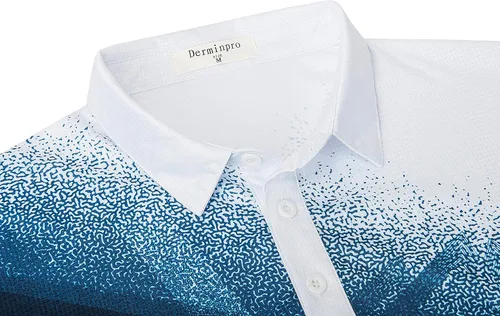 Vista 4 de Derminpro Polo de golf de manga corta con cuello elástico para hombre, de secado rápido