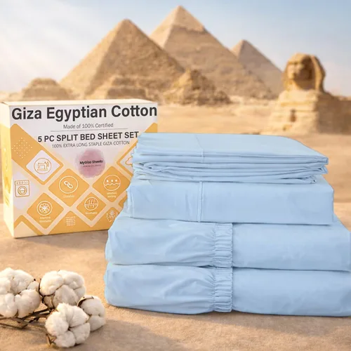 Vista 25 de MyGiza Sheets, Juego de sábanas 100% de algodón egipcio Giza, tamaño individual, para adaptarse a colchones de hasta 15 pulgadas de profundidad