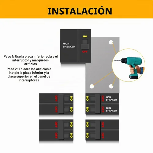 Vista 4 de Kit de bloqueo de generador compatible con interruptor principal vertical cuadrado D de 150 o 200 amperios, espaciado de 3 1/4 a 4 pulgadas entre