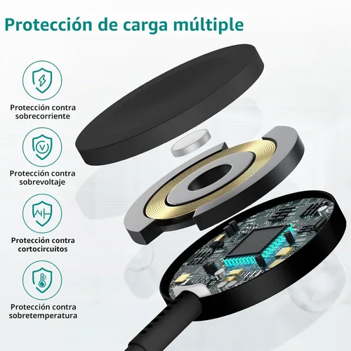 Vista 6 de Cargador de Apple Watch mejorado, cargador rápido magnético, adaptador de enchufe USB C con cable de carga rápida inalámbrico portátil de 3 pies