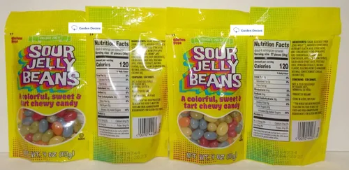 Vista 2 de Trader Joe's2 Sour Jelly Beans, un caramelo masticable colorido, dulce y agrio 4oz 3.99 oz (cuatro bolsas)