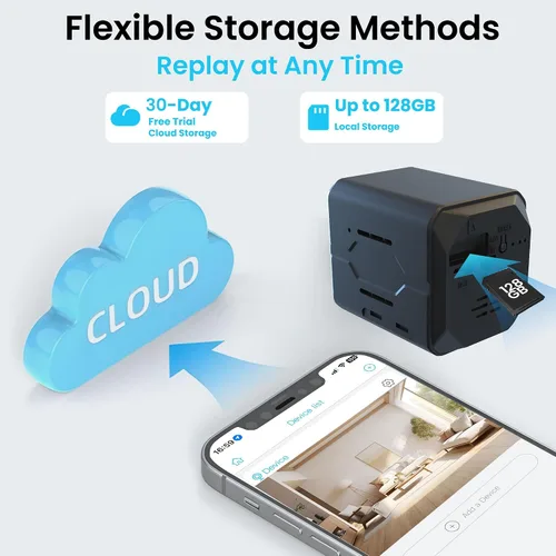 Vista 6 de javiscam Mini cámara, cámara de niñera HD 4K para el hogar con batería más larga, detección de movimiento, control de aplicaciones, almacenamiento