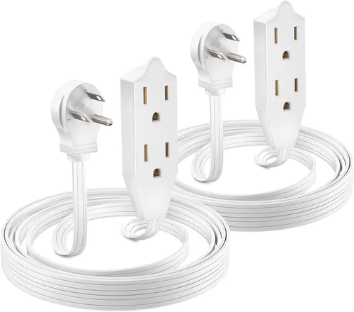Vista 16 de Maximm Cable de extensión de enchufe plano de 1 pie / cable, salida múltiple - Cable de extensión de enchufe en ángulo de 3 clavijas - Negro