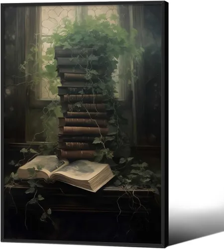 Vista 36 de Cartel de libro gótico de academia oscura vintage de mediados del siglo, arte de pared de lienzo victoriano de medio siglo, impresiones estéticas
