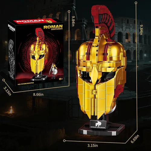 Vista 7 de Ideas Casco de Centurión Romano Juego de Construcción, Modelo de Exhibición para el Hogar de Casco de Soldado Genial Coleccionable, Compatible