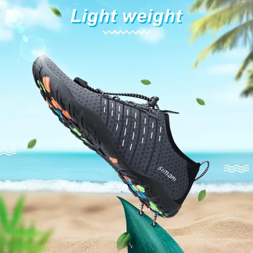 Vista 3 de Simari Zapatos de agua para mujer, hombre, natación, playa, piscina, deportes acuáticos, secado rápido, estilo descalzo, buceo, surf y caminar