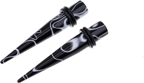 Vista 4 de Juego de 50 piezas de estiramiento de oreja 14 calibres 00 pendientes de mármol acrílico cónico piercing conjuntos de joyería