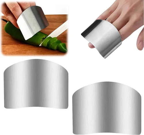 Vista 9 de Protector de dedos de acero inoxidable, ajuste universal, protector de dedos ajustable para cortar alimentos, herramienta de corte premium