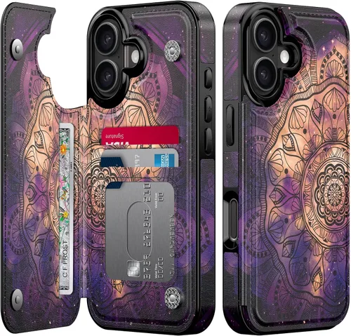 Vista 161 de LETO para iPhone 15 Pro Funda tipo cartera - Tapa tipo folio con patada - Diseños de moda - Tarjetero - Funda protectora para mujeres y niñas - 6.1