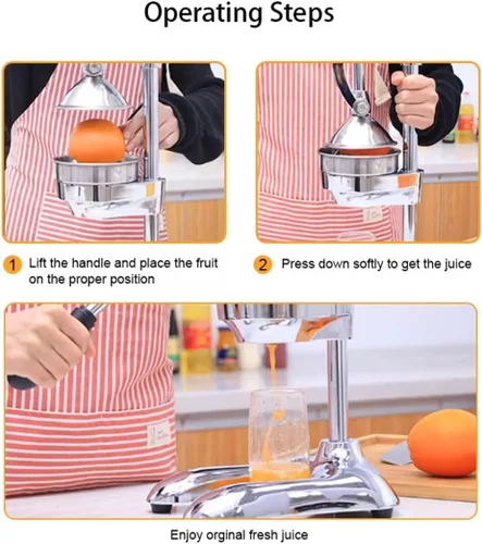 Vista 6 de Exprimidor de hierro fundido actualizado 2026, exprimidor manual de cítricos de cocina, exprimidor de lima grande de acero inoxidable, exprimidor